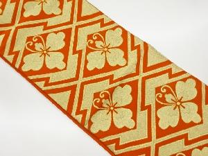 リサイクル　松皮菱に抽象蝶・花菱模様織出し袋帯